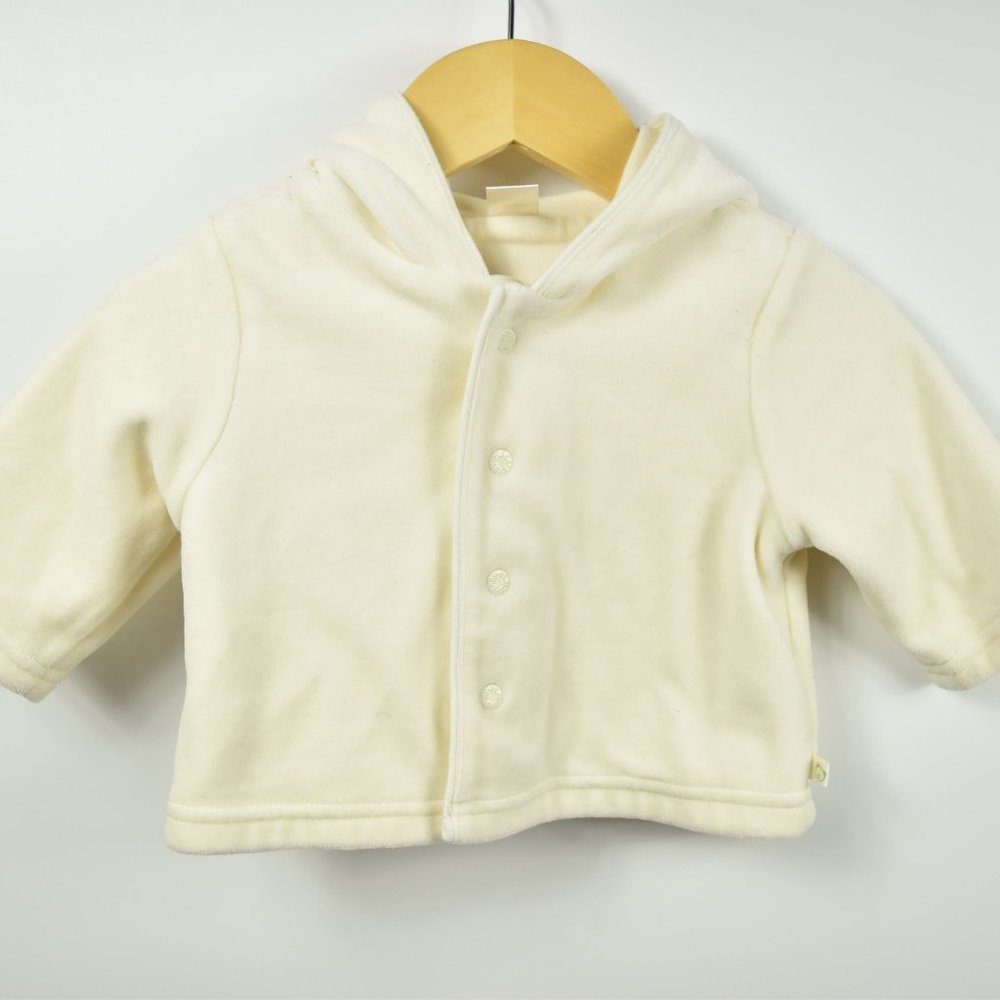 Soft velour cream hooded jacket